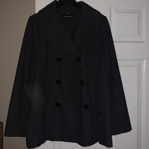 Black Pea Coat - Picture 2 of 7